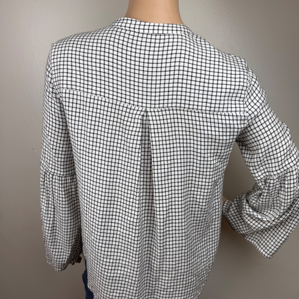Madewell Women's Bell Sleeve Button Down Top Windowpane Sz S Boho Chic Timeless - Picture 6 of 9